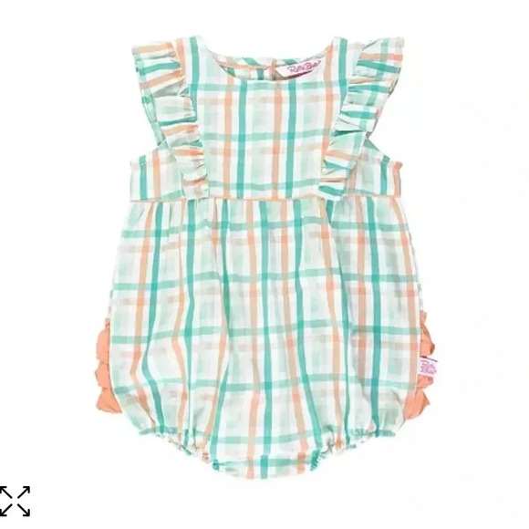 Ruffle Butts Baby Girl Presley Plaid Romper size 12-18M - Picture 1 of 6